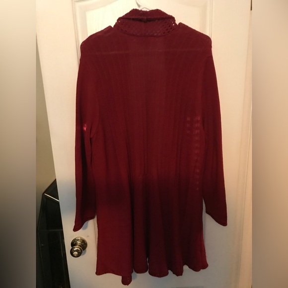 Women's Maroon Long Cardigan by NY Collection Size 2X - Picture 3 of 3